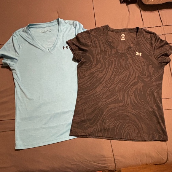 Under Armour Tops - Under Armour V-Neck T-Shirts - Blue and Black